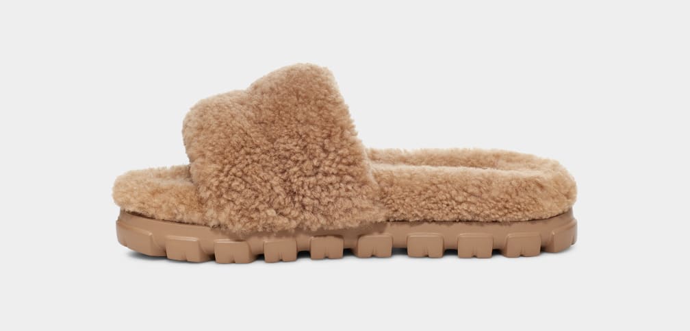 Brown Ugg Cozetta Curly Women Slippers | 392458-MJH