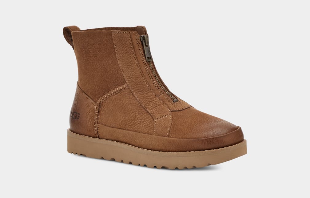 Brown Ugg Deconstructed Front Zip Women Boots | 903182-YKX