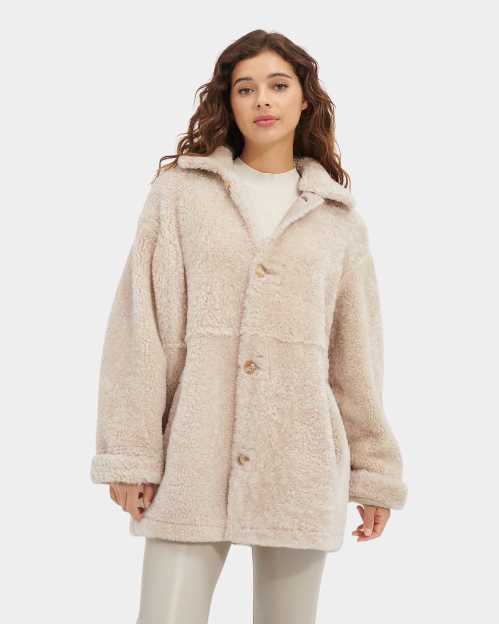 Brown Ugg Faydon Reversible Shearling Women Jackets | 963840-FMV