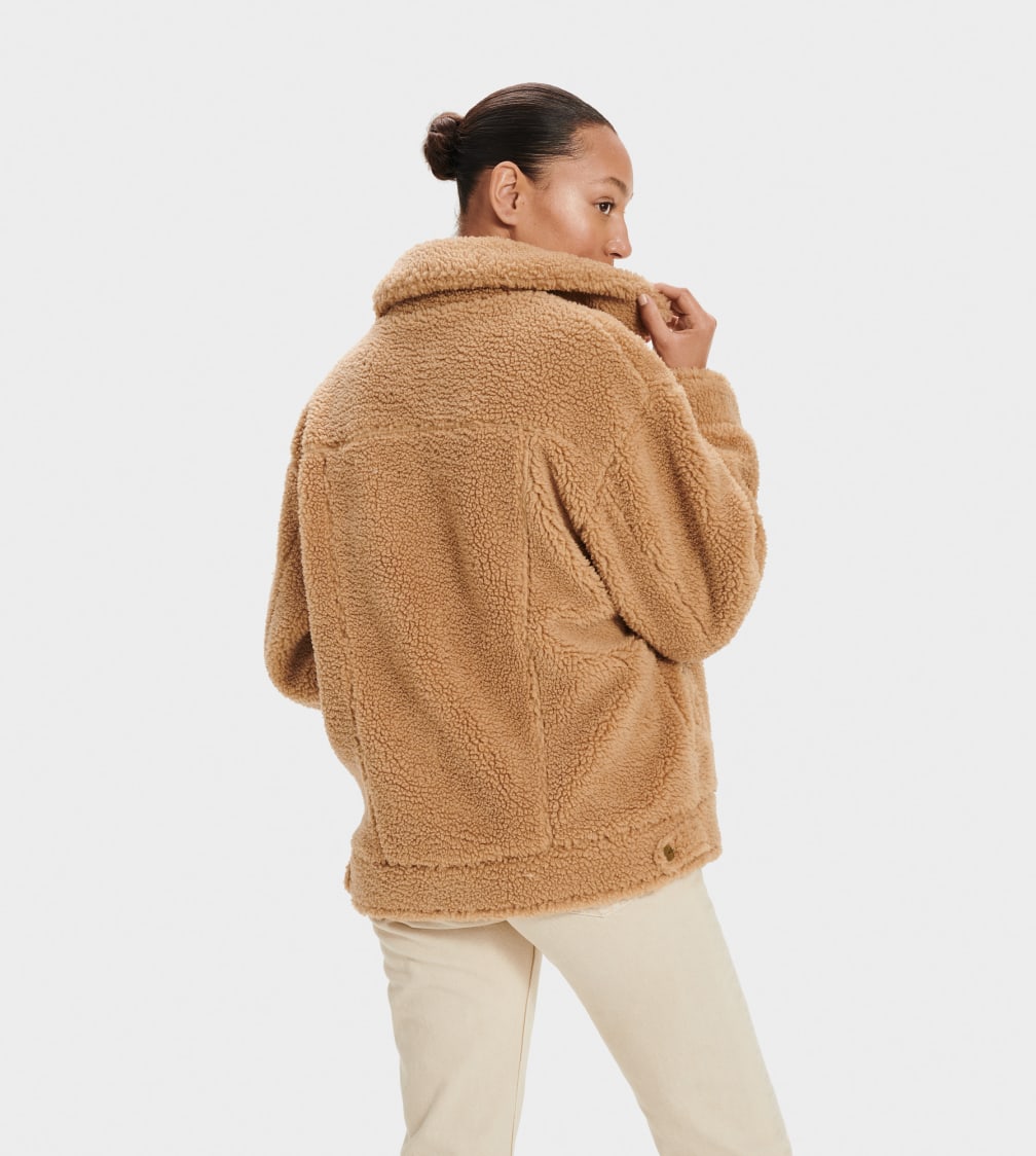 Brown Ugg Frankie Sherpa Trucker Women Jackets | 726053-KTQ