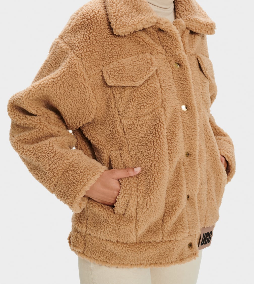 Brown Ugg Frankie Sherpa Trucker Women Jackets | 726053-KTQ