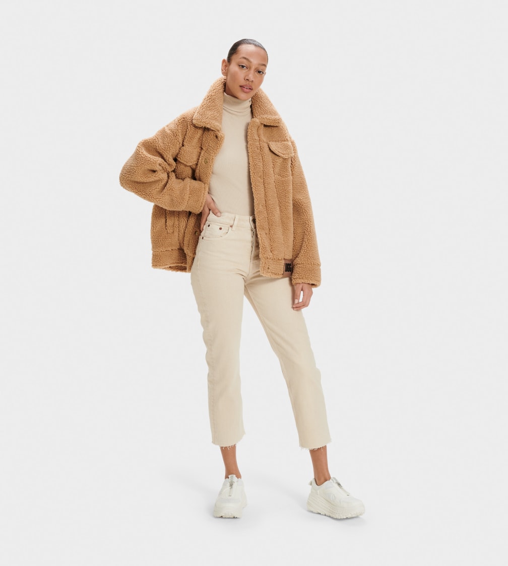 Brown Ugg Frankie Sherpa Trucker Women Jackets | 726053-KTQ