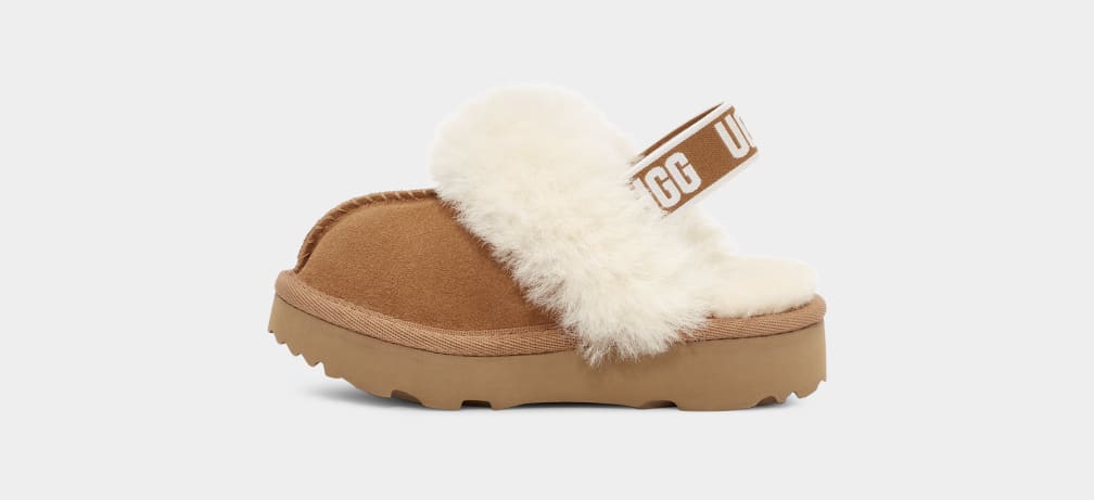 Brown Ugg Funkette Kids' Slippers | 274381-WOY