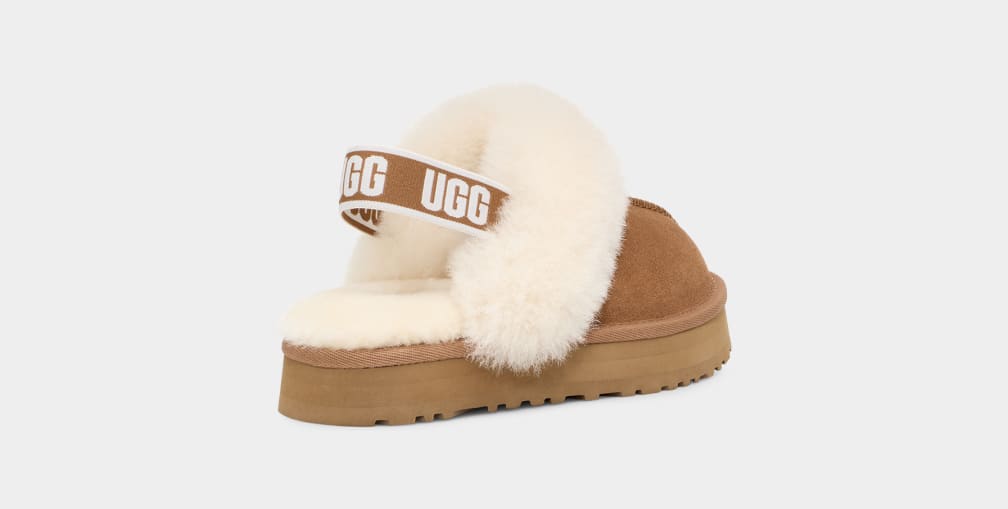 Brown Ugg Funkette Kids' Slippers | 360875-QPJ