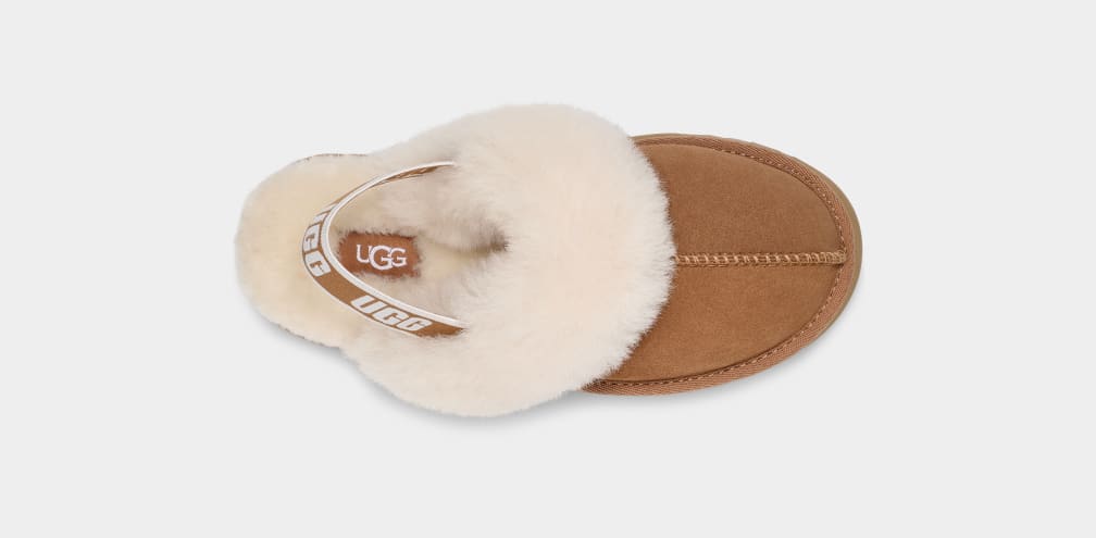 Brown Ugg Funkette Kids' Slippers | 360875-QPJ