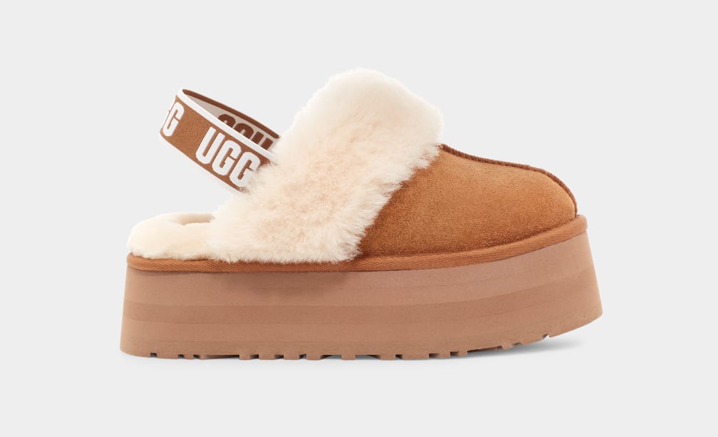 Brown Ugg Funkette Women Slippers | 091726-CVT