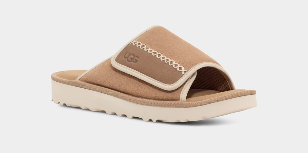 Brown Ugg Goldencoast Men Slides | 184075-OZF