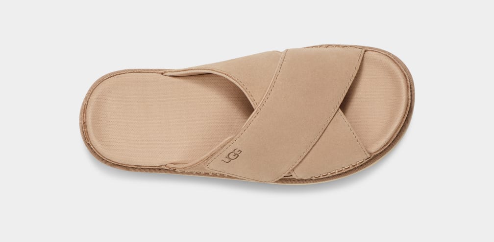 Brown Ugg Goldenstar Cross Women Slides | 107986-OFV