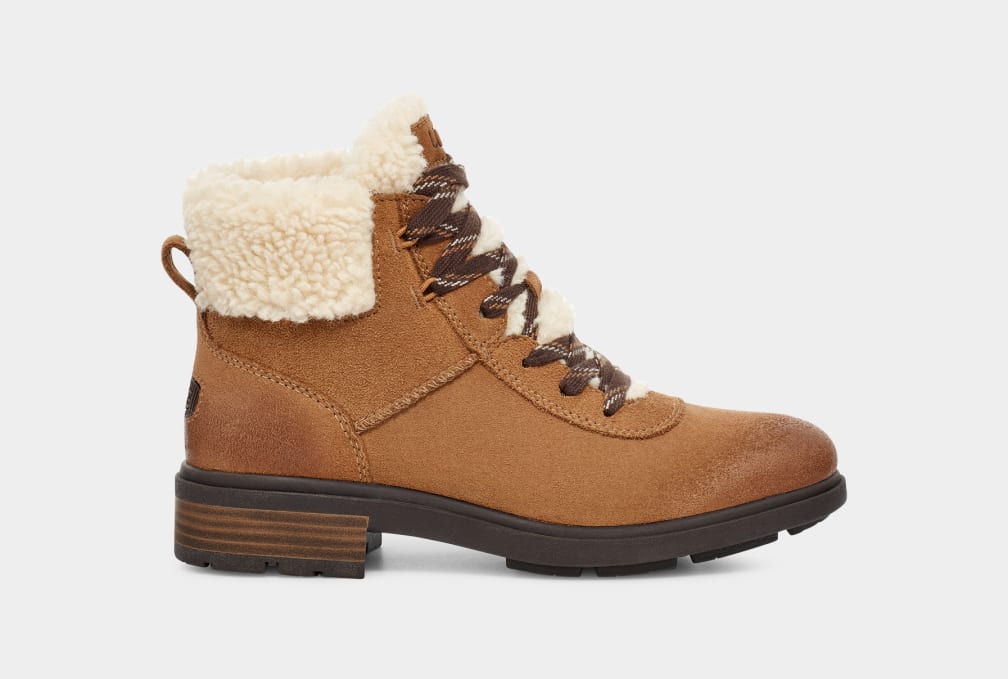 Brown Ugg Harrison Cozy Lace Women Boots | 065328-LYF