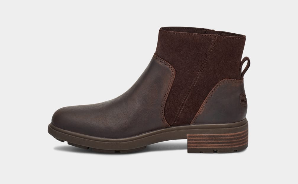 Brown Ugg Harrison Zip Suede Women Boots | 986230-DUV