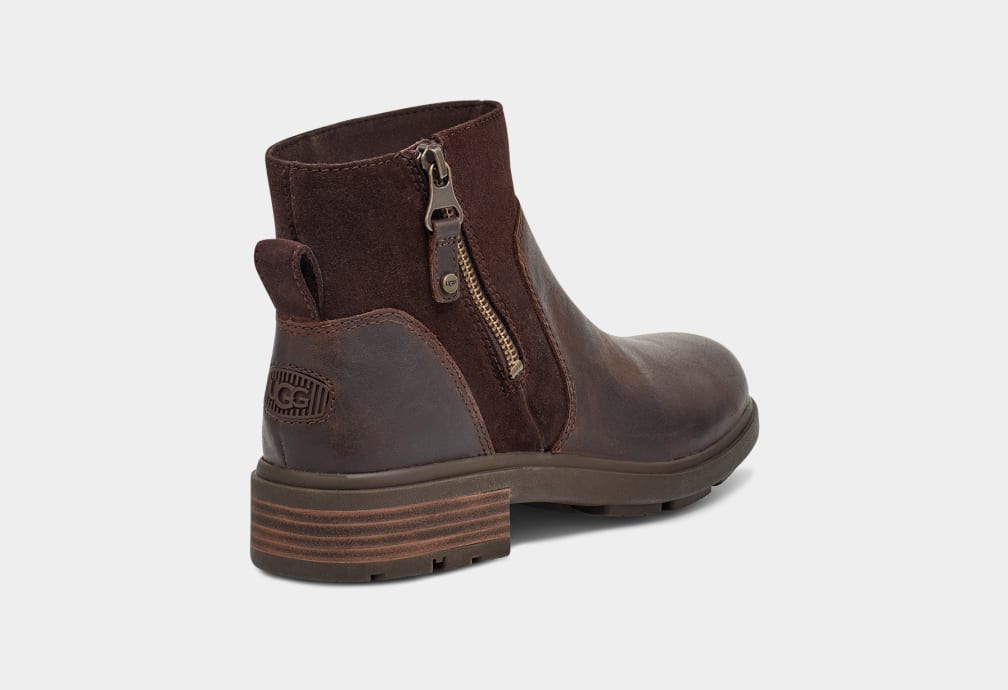 Brown Ugg Harrison Zip Suede Women Boots | 986230-DUV