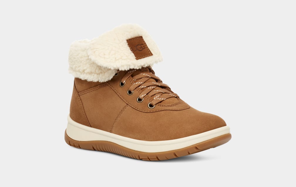 Brown Ugg Lakesider Mid Lace Up Women Boots | 371490-BGQ