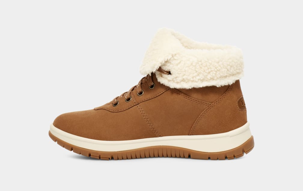 Brown Ugg Lakesider Mid Lace Up Women Boots | 371490-BGQ