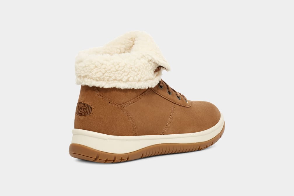 Brown Ugg Lakesider Mid Lace Up Women Boots | 371490-BGQ