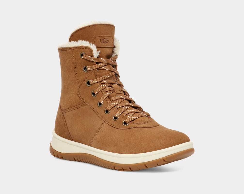 Brown Ugg Lakesider Mid Lace Up Women Boots | 371490-BGQ