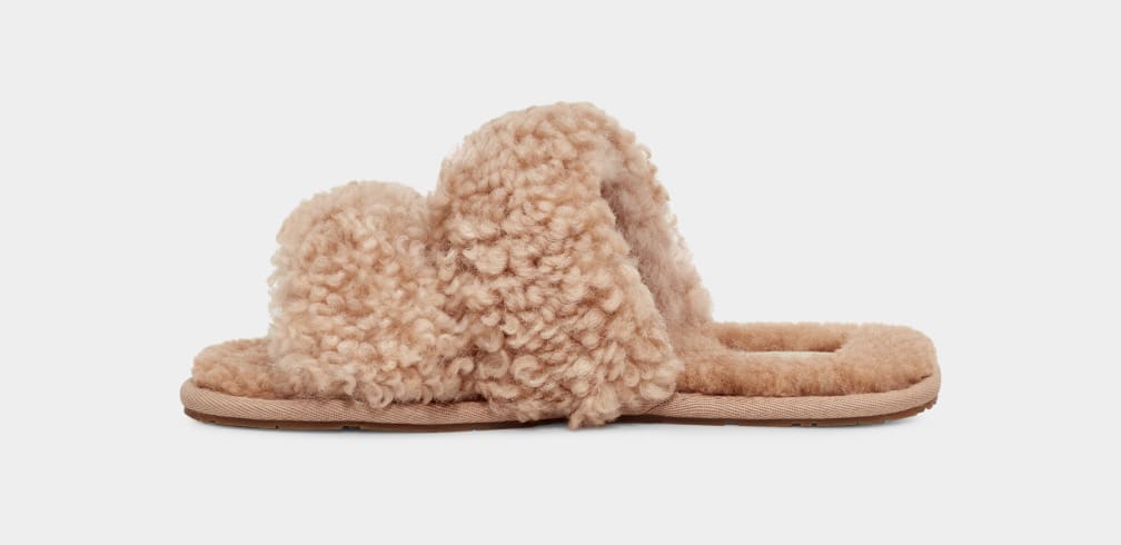 Brown Ugg Maxi Curly Scuffetta Women Slippers | 589417-VDQ