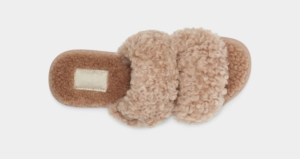 Brown Ugg Maxi Curly Scuffetta Women Slippers | 589417-VDQ