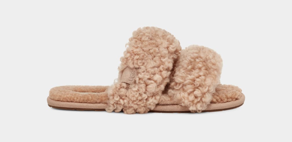 Brown Ugg Maxi Curly Scuffetta Women Slippers | 589417-VDQ