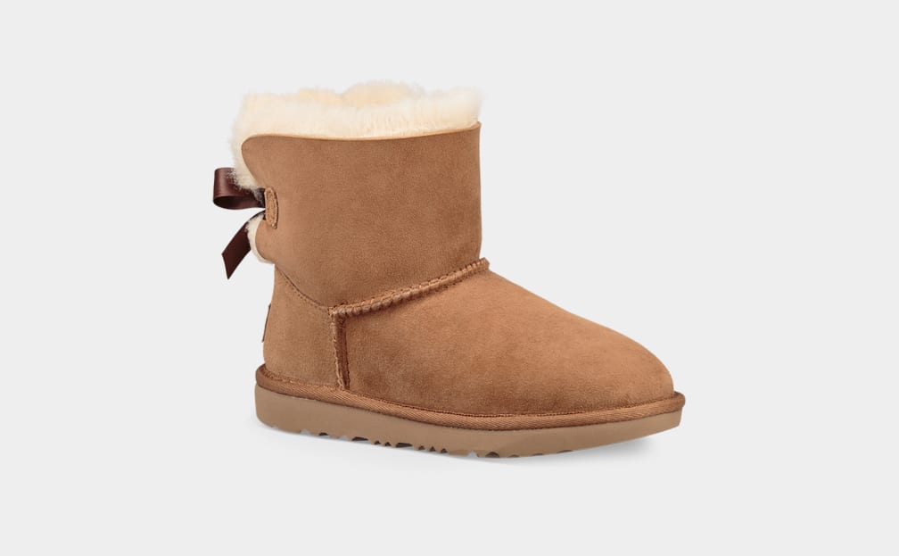 Brown Ugg Mini Bailey Bow II Kids' Boots | 062547-LED