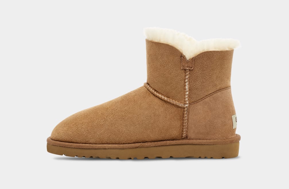 Brown Ugg Mini Bailey Button II Women Boots | 972186-THZ