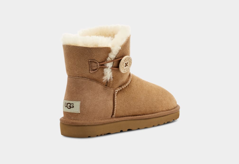 Brown Ugg Mini Bailey Button II Women Boots | 972186-THZ