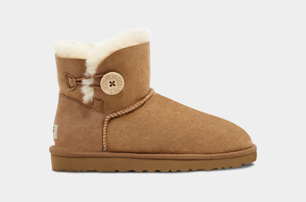 Brown Ugg Mini Bailey Button II Women Boots | 972186-THZ