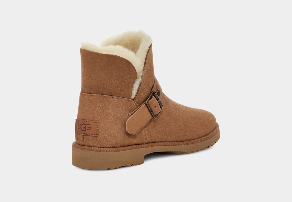 Brown Ugg Romely Buckle Women Boots | 976385-VSH