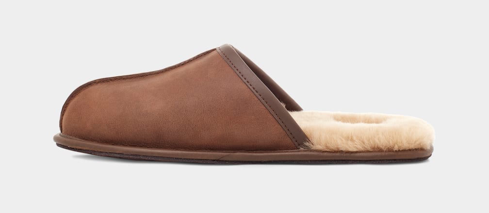 Brown Ugg Scuff Leather Men Slippers | 310892-TOV