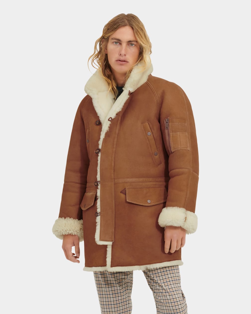 Brown Ugg Tyrell Shearling Men Jackets | 317504-BGF