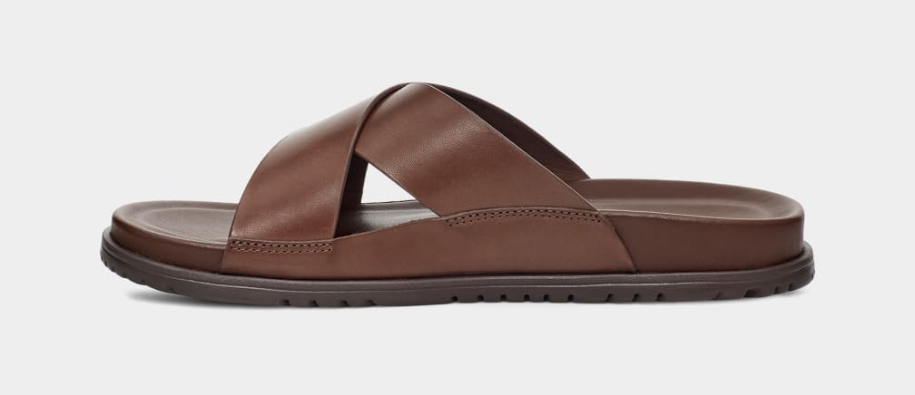 Brown Ugg Wainscott Men Slides | 852739-XVU