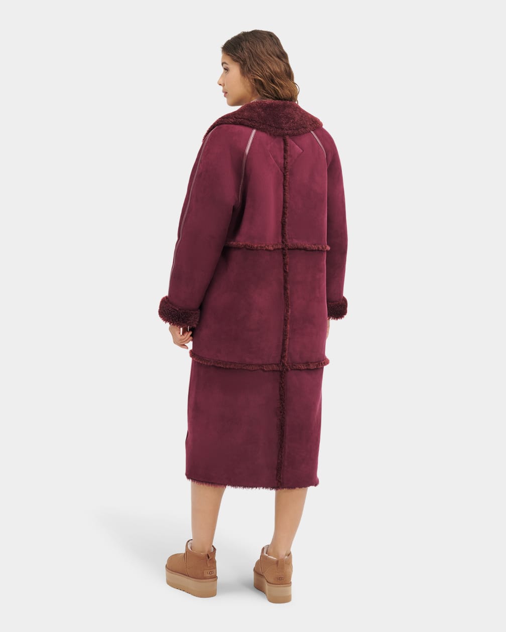 Burgundy Ugg Fayre Twinface Sheepskin Women Coats | 017952-SWO