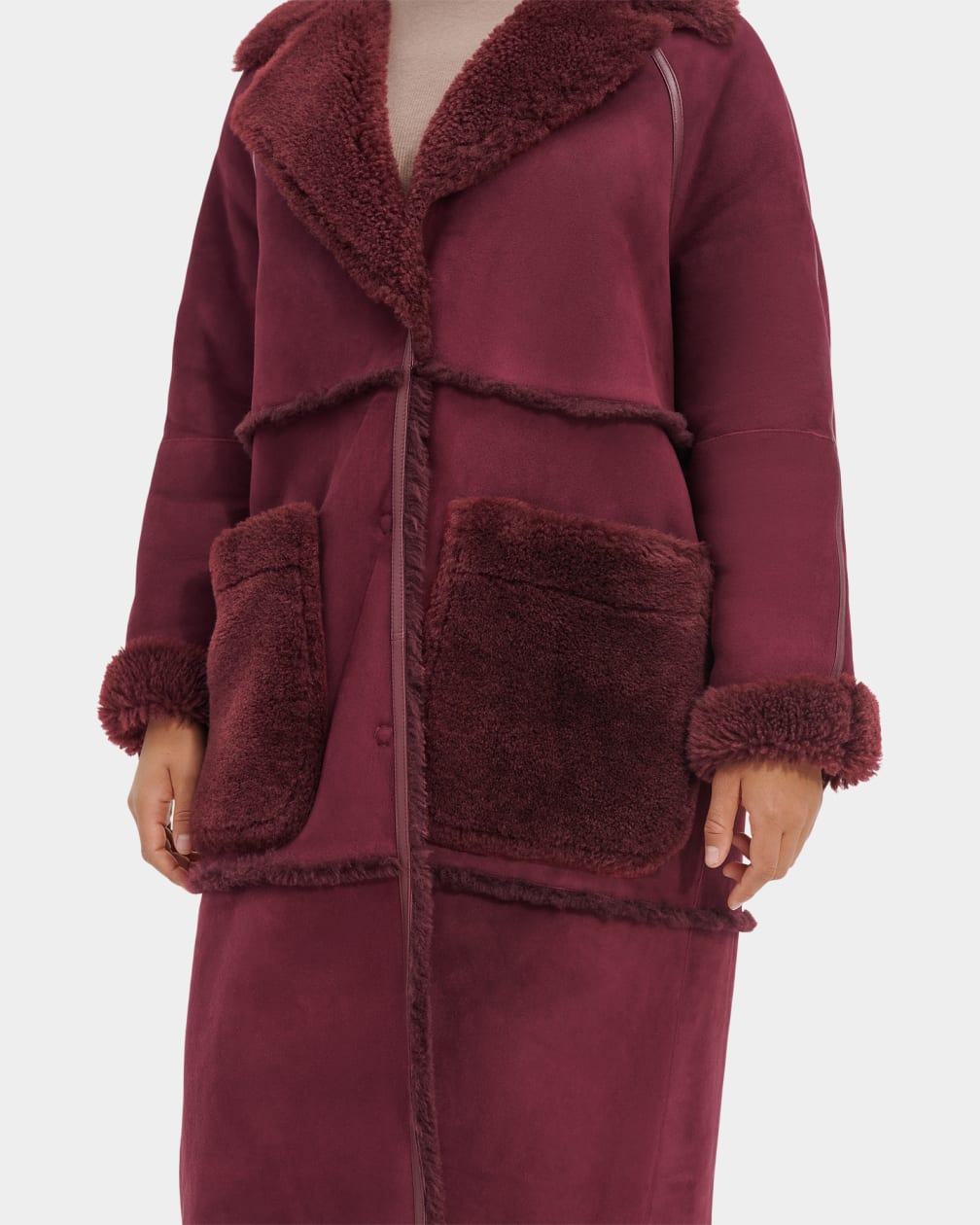 Burgundy Ugg Fayre Twinface Sheepskin Women Coats | 017952-SWO