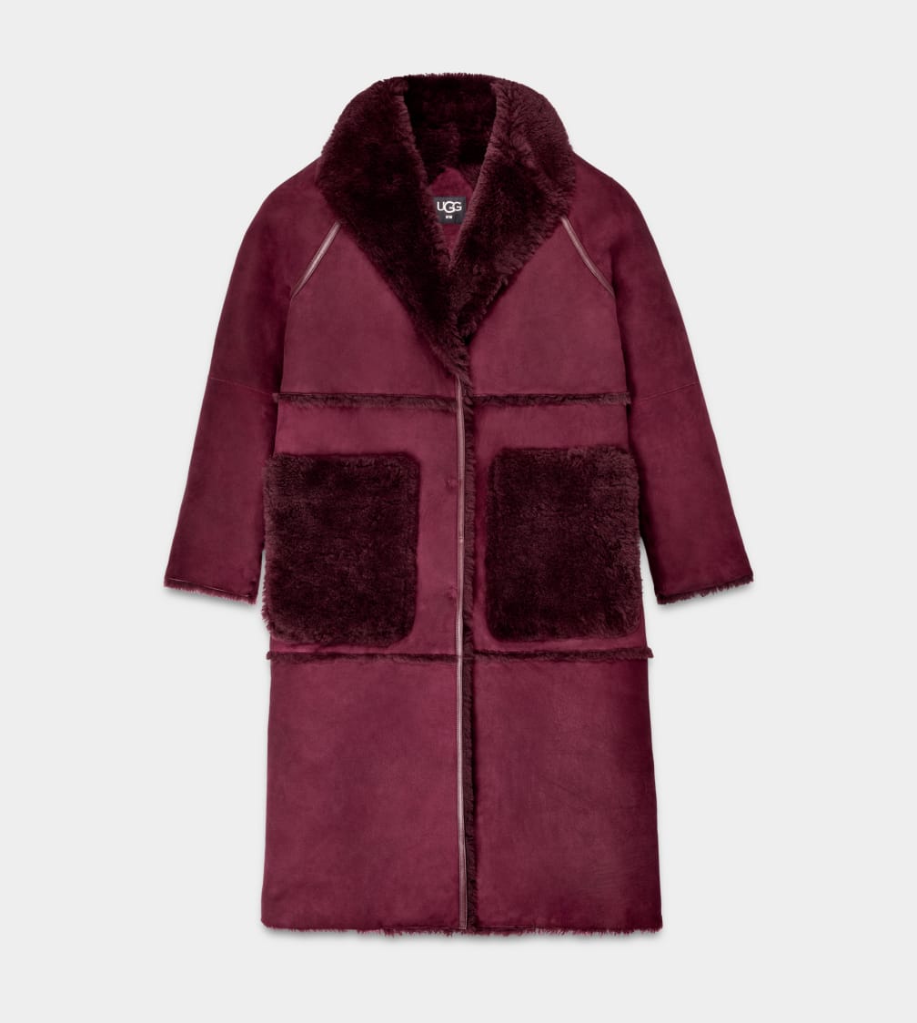 Burgundy Ugg Fayre Twinface Sheepskin Women Coats | 017952-SWO