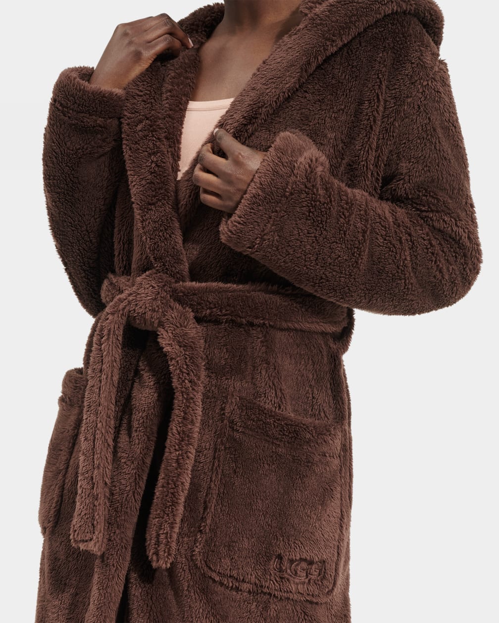 Chocolate Ugg Aarti Plush Robe Women Sleepwear | 380924-SAX