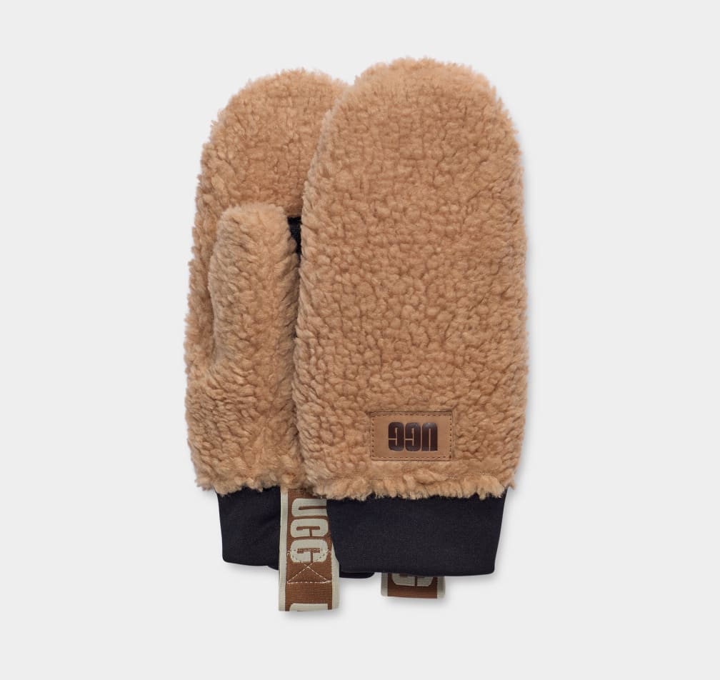 Chocolate Ugg Sherpa Mitten W Logo Tape Women Gloves | 410359-NEP