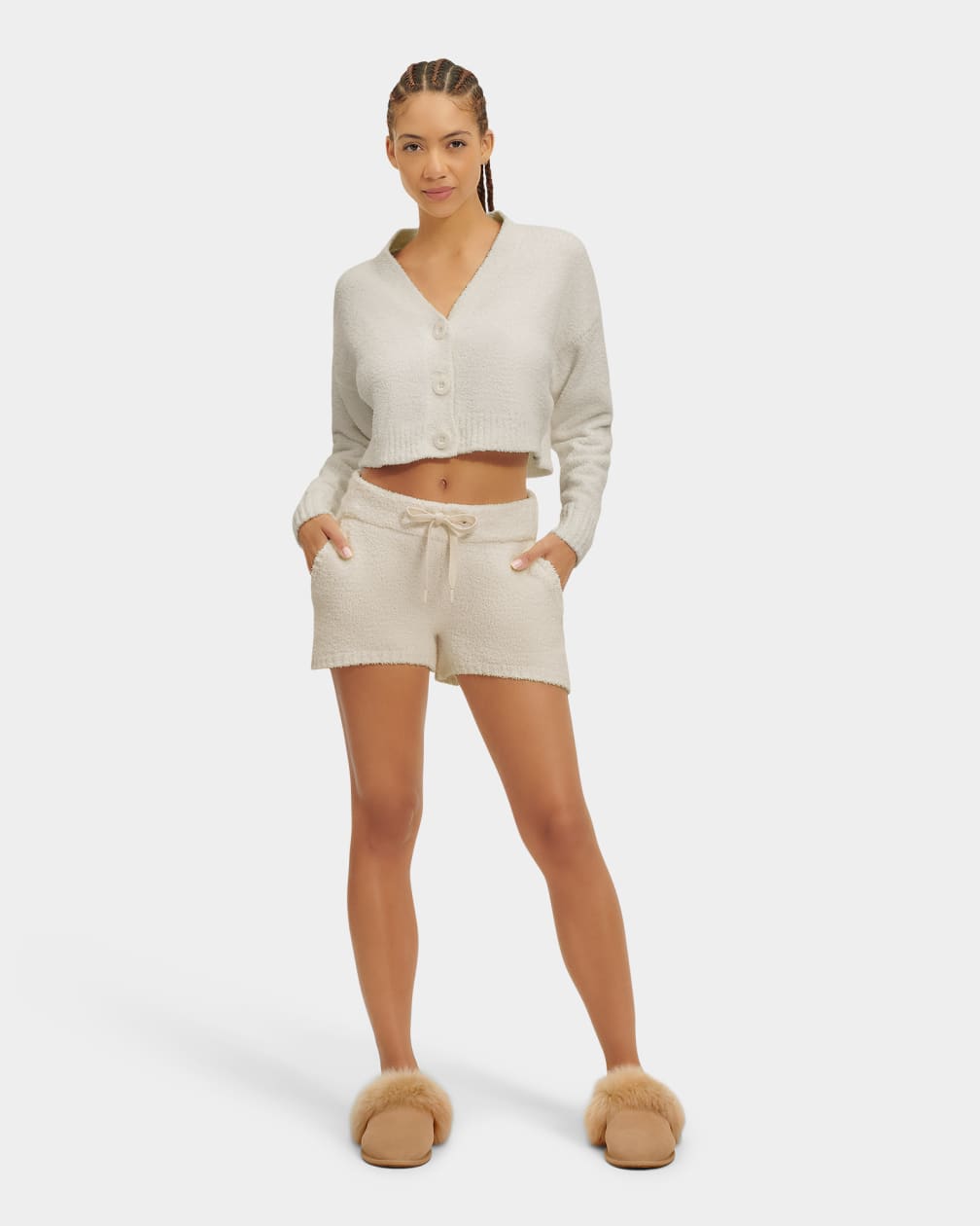 Cream Ugg Nyomi Cropped Women Cardigan | 235478-KTP