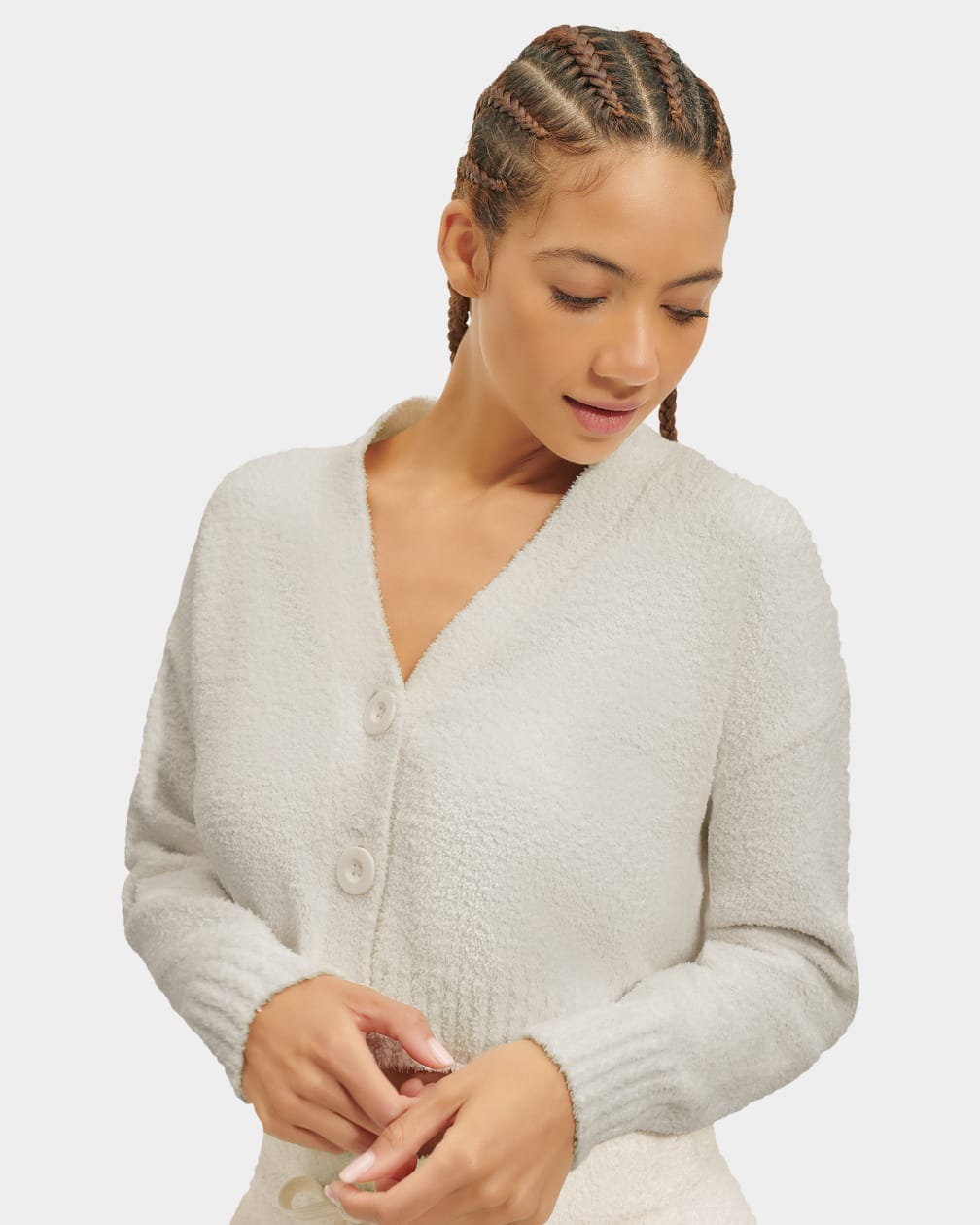 Cream Ugg Nyomi Cropped Women Cardigan | 235478-KTP