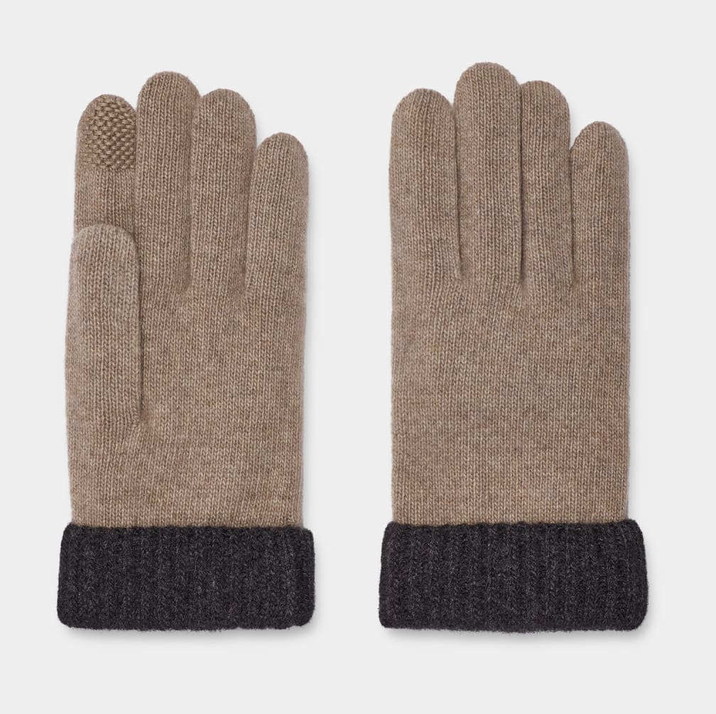 Cream / Grey Ugg Evander Knit Men Gloves | 952760-ZOC