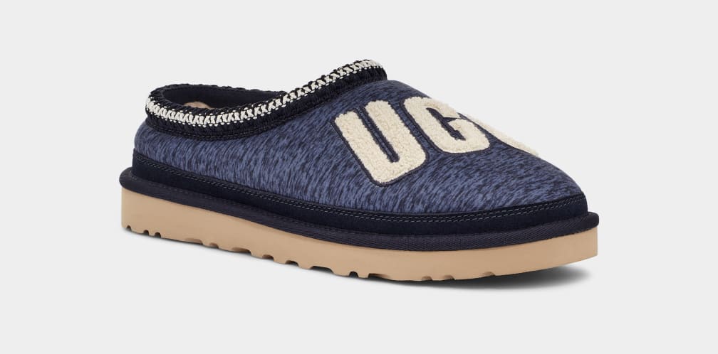 Dark Blue Ugg Tasman Fur Jersey Cozy Men Slippers | 506297-XIT