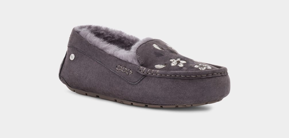 Deep Grey Ugg Ansley Blossom Women Slippers | 910584-SYO