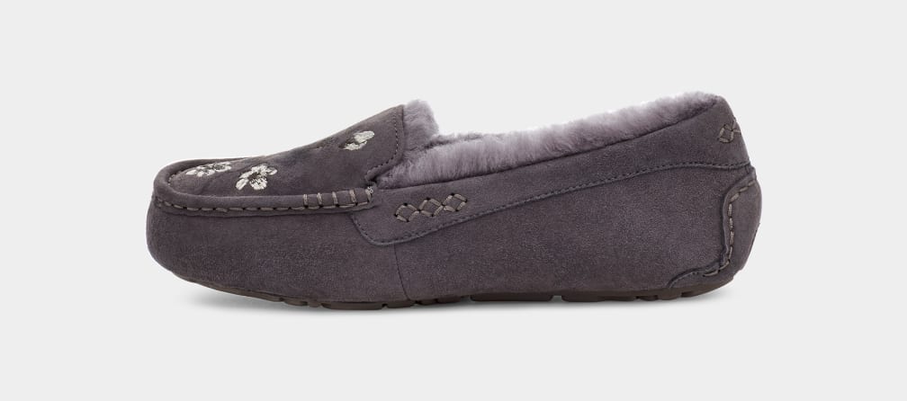 Deep Grey Ugg Ansley Blossom Women Slippers | 910584-SYO