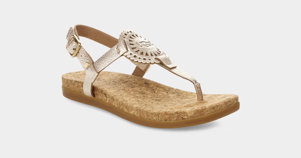 Gold Ugg Ayden II Metallic Women Sandals | 427169-ERW