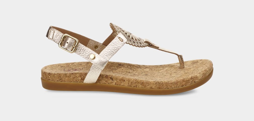 Gold Ugg Ayden II Metallic Women Sandals | 427169-ERW