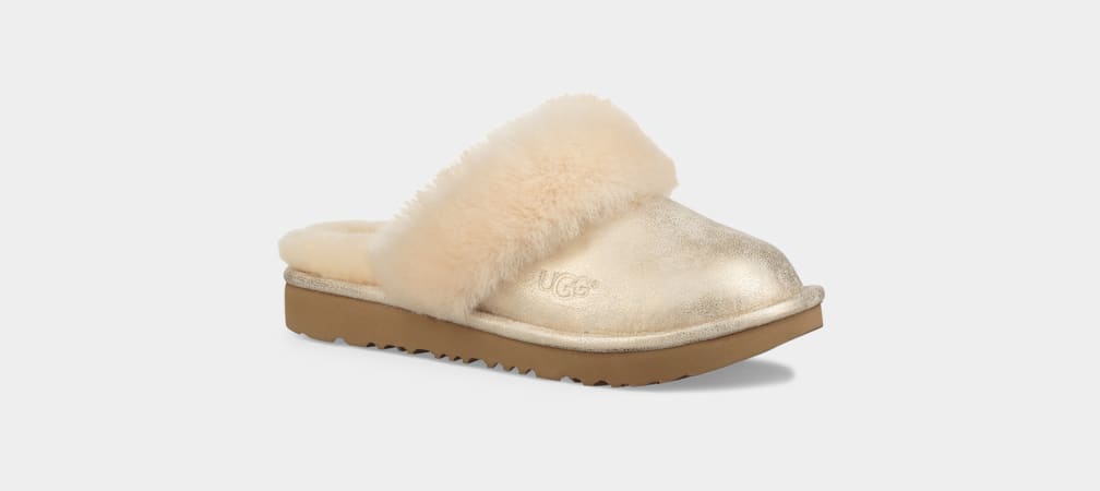 Gold Ugg Cozy II Metallic Kids' Slippers | 895320-CRZ