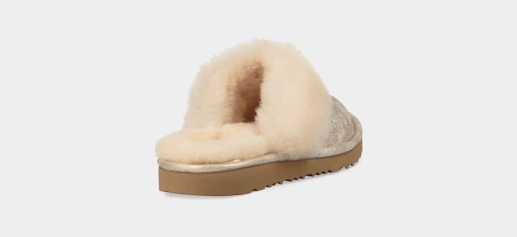 Gold Ugg Cozy II Metallic Kids' Slippers | 895320-CRZ