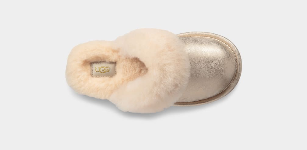 Gold Ugg Cozy II Metallic Kids' Slippers | 895320-CRZ