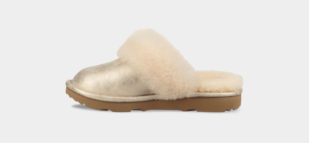 Gold Ugg Cozy II Metallic Kids' Slippers | 978324-CGB