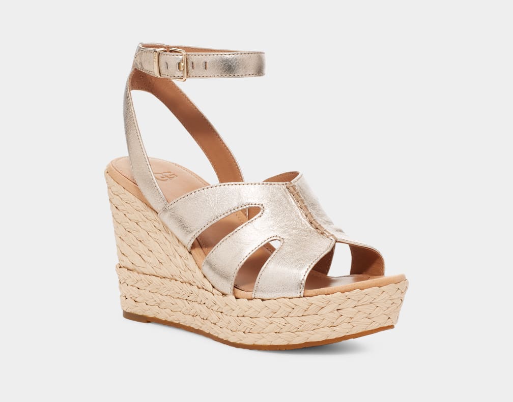 Gold / Metal Ugg Careena Women Sandals | 904827-HBO