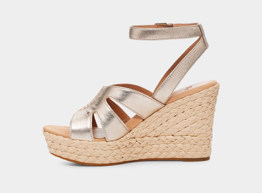 Gold / Metal Ugg Careena Women Sandals | 904827-HBO