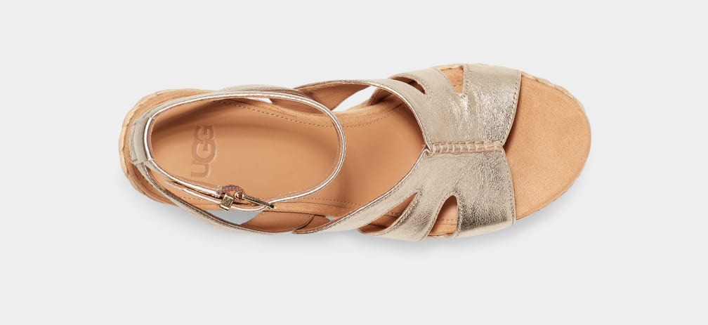 Gold / Metal Ugg Careena Women Sandals | 904827-HBO